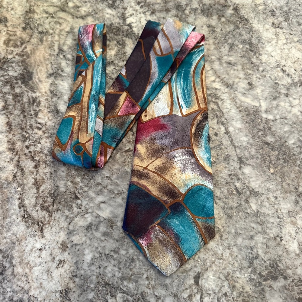Bohemian Abstract Watercolor Tie Towncraft EUC
